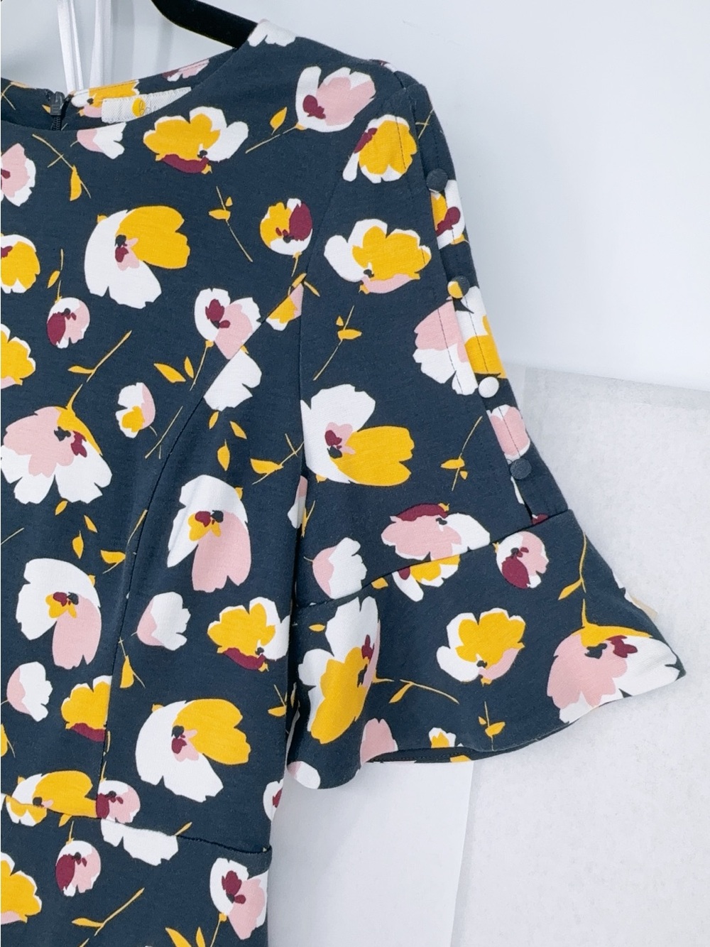 Boden Alexis Navy Yellow Floral Jersey Dress Size 10 - Picture 4 of 11